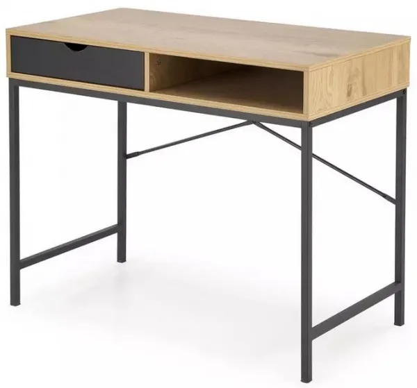 HALMAR Písací stôl B50 prírodný, čierne nohy