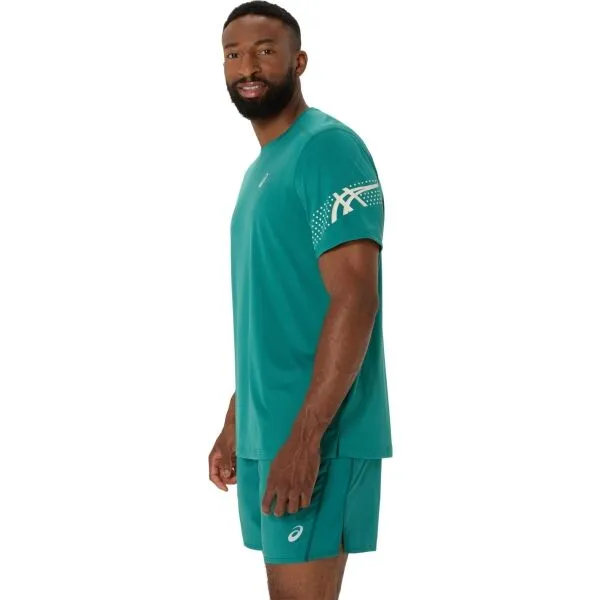 ASICS ICON SS TOP Pánske bežecké tričko, tmavo zelená, veľkosť