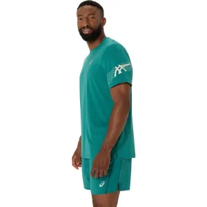 ASICS ICON SS TOP Pánske bežecké tričko, tmavo zelená, veľkosť