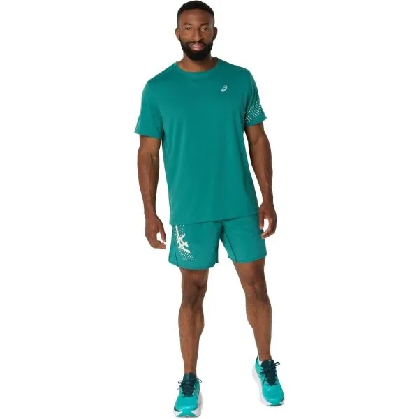 ASICS ICON SS TOP Pánske bežecké tričko, tmavo zelená, veľkosť