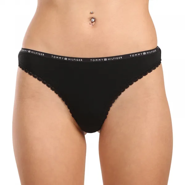 3PACK dámske tangá Tommy Hilfiger čierná (UW0UW05954 0V2) M