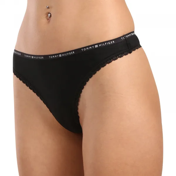 3PACK dámske tangá Tommy Hilfiger čierná (UW0UW05954 0V2) M