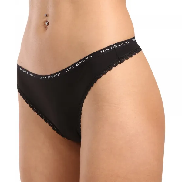 3PACK dámske tangá Tommy Hilfiger čierná (UW0UW05882 0V2) M