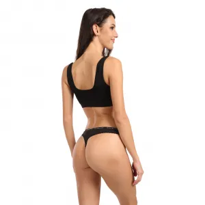 3PACK dámske tangá Tommy Hilfiger čierná (UW0UW05882 0V2) M