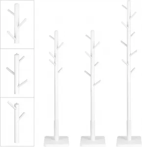 VASAGLE Drevený vešiak na oblečenie biely 175 cm