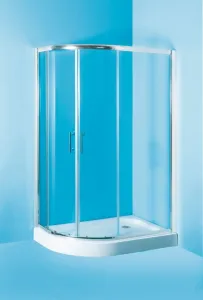 OLSEN SPA - Sprchovací asymetrický kút s vaničkou IBIZA II - Farba rámu zásteny - Hliník chróm, Rozmer A - 100, Rozmer B - 80, Smer zatváranie - Ľavé (SX), Výplň - Číre bezpečnostné sklo - 5 mm OLBIBI210L