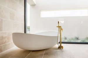 INVENA - Voľne stojaca vaňová batéria GLAMOUR Zlatá BW-02-W09-V