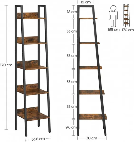 SONGMICS Regal Vasagle LUDGE 5 úrovní hnedá/čierna