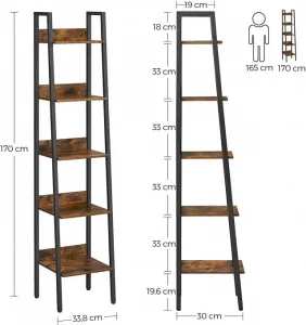 SONGMICS Regal Vasagle LUDGE 5 úrovní hnedá/čierna