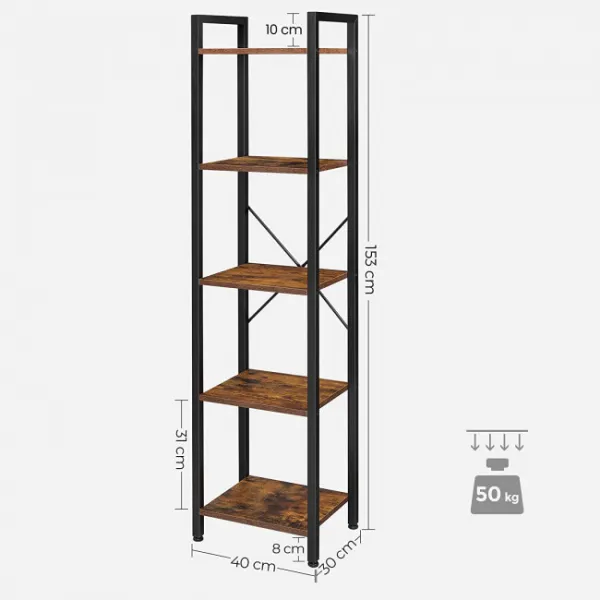 SONGMICS Stojacia knižnica Vasagle Porat 40 cm hnedá