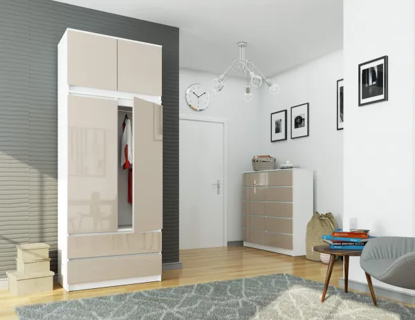 Ak furniture Nadstavec na skriňu S90 lesklý cappuccino