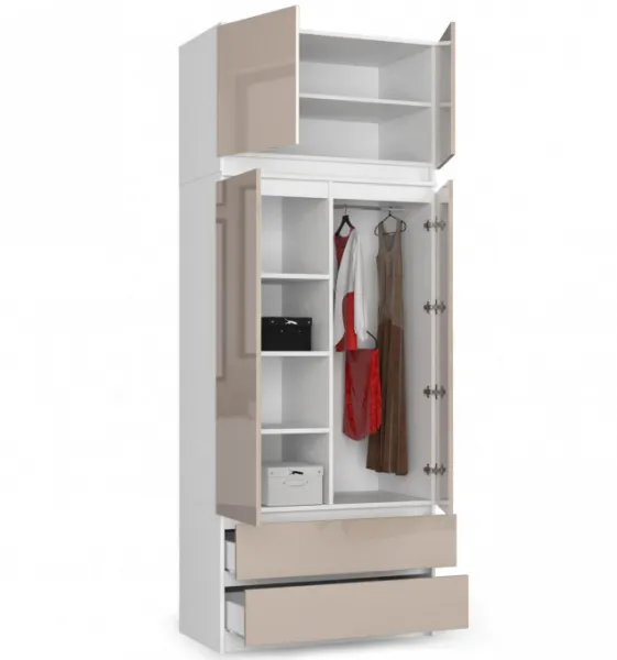 Ak furniture Nadstavec na skriňu S90 lesklý cappuccino