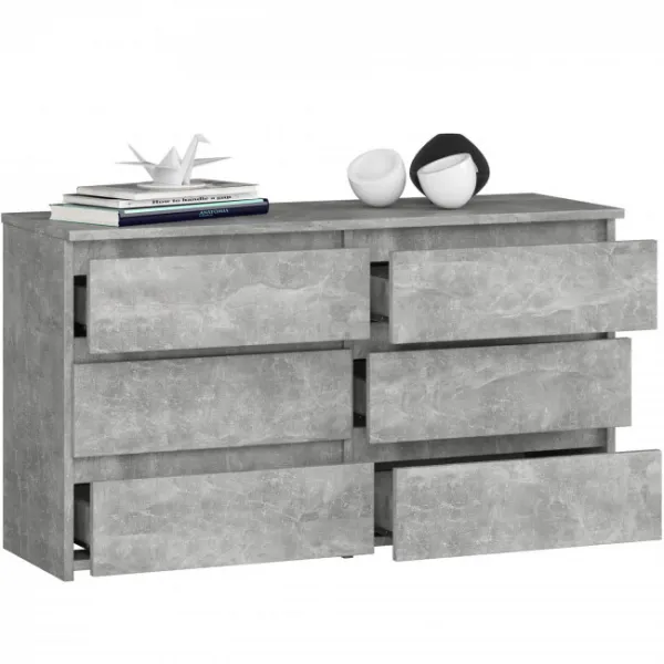 Ak furniture Komoda CL 100 cm 6 zásuvek beton