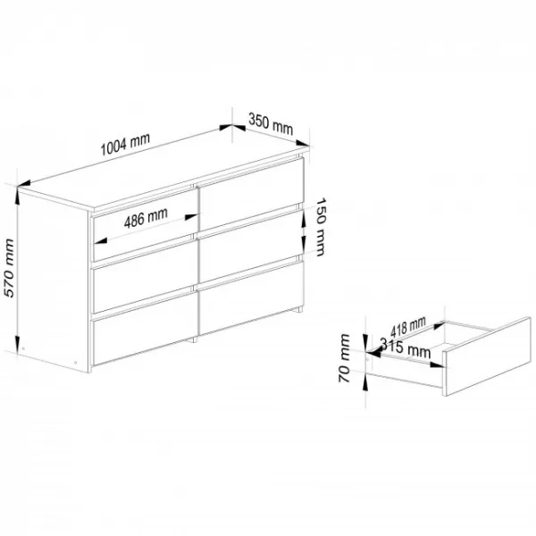 Ak furniture Komoda CL6 100 cm grafitově šedá