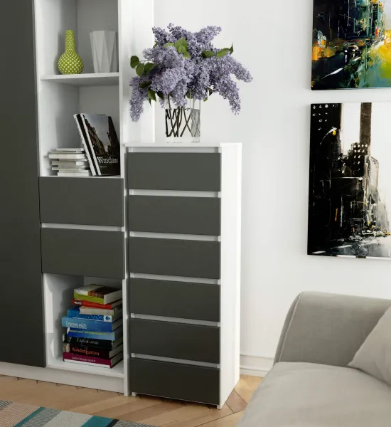Ak furniture Komoda CL6 40 m bílá/grafitově šedá