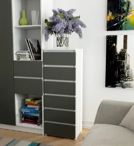 Ak furniture Komoda CL6 40 m bílá/grafitově šedá