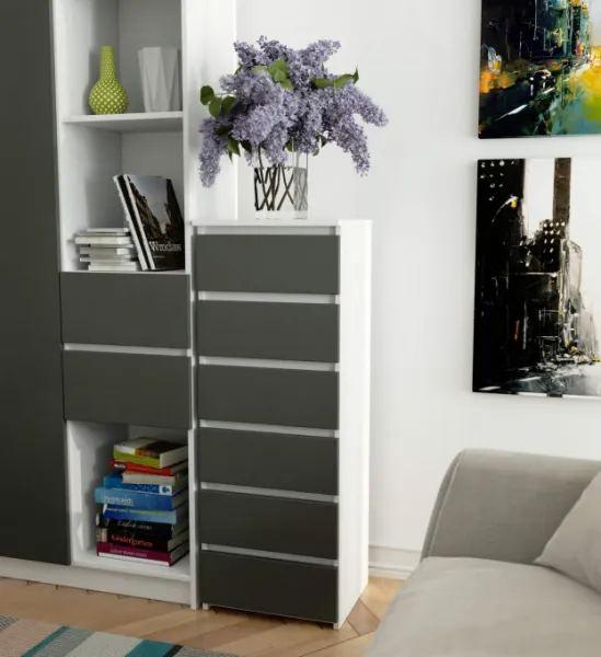 Ak furniture Komoda CL6 40 m bílá/grafitově šedá