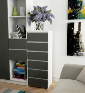 Ak furniture Komoda CL6 40 m bílá/grafitově šedá