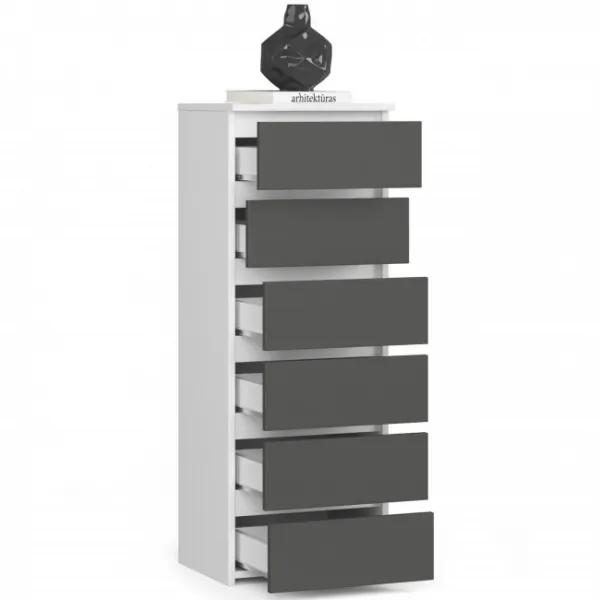 Ak furniture Komoda CL6 40 m bílá/grafitově šedá