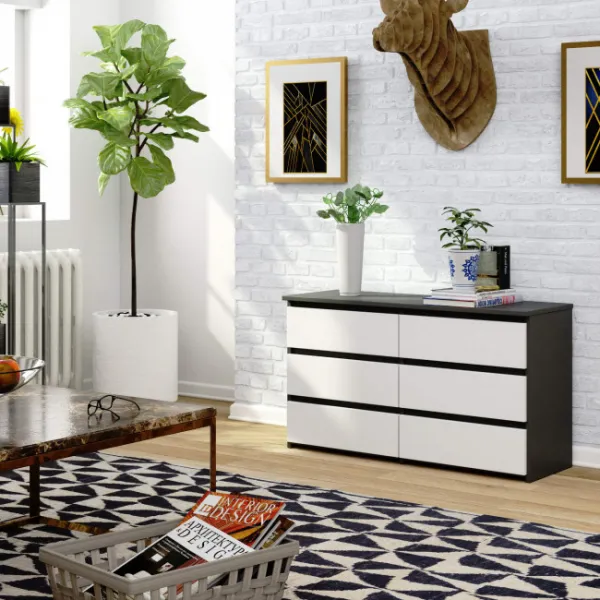 Ak furniture Komoda CL6 100 cm grafitově šedá/bílá