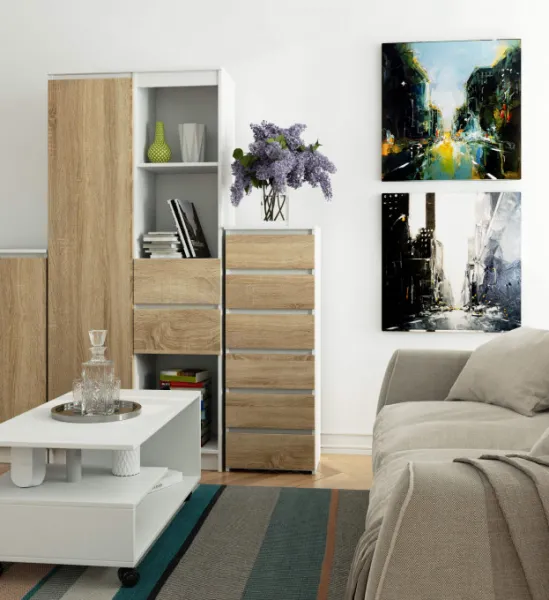 Ak furniture Komoda CL6 40 cm bílá/dub sonoma
