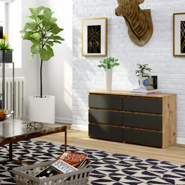 Ak furniture Komoda CL6 100 cm dub artisan/grafitově šedá