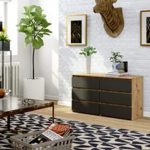 Ak furniture Komoda CL6 100 cm dub artisan/grafitově šedá