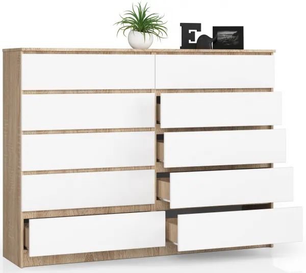 Ak furniture Komoda Rollo K 160 cm dub sonoma/biela