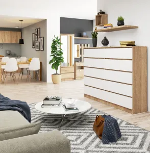 Ak furniture Komoda Rollo K 160 cm dub sonoma/biela