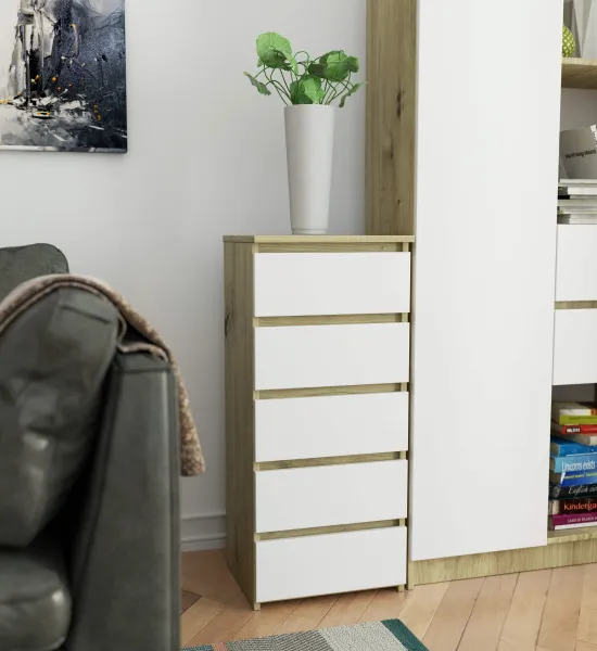 Ak furniture Komoda CL5 40 cm dub artisan/bílá