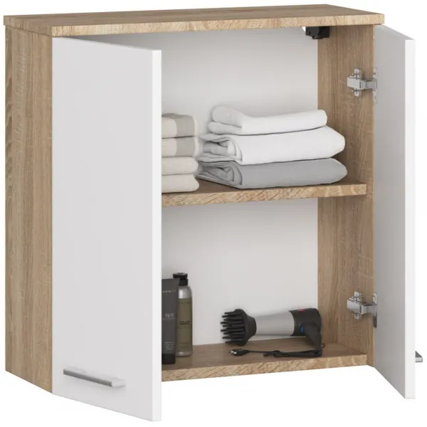 Ak furniture Skrinka do kúpeľne FIN 60 cm dub sonoma/biela