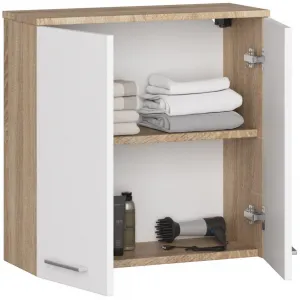 Ak furniture Skrinka do kúpeľne FIN 60 cm dub sonoma/biela