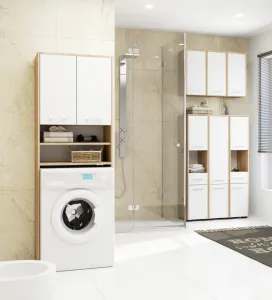 Ak furniture Kúpeľňová skrinka Fin sonoma/biela