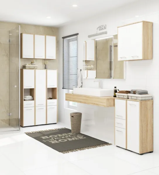 Ak furniture Kúpeľňová skrinka Fin sonoma/biela