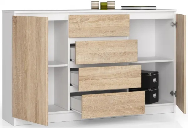 Ak furniture Komoda Tove K 160 cm biela/dub sonoma