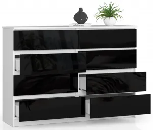 Ak furniture Komoda Rollo X 140 cm čierna/biela