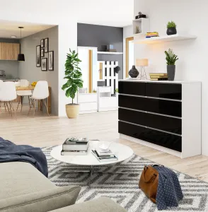 Ak furniture Komoda Rollo X 140 cm čierna/biela