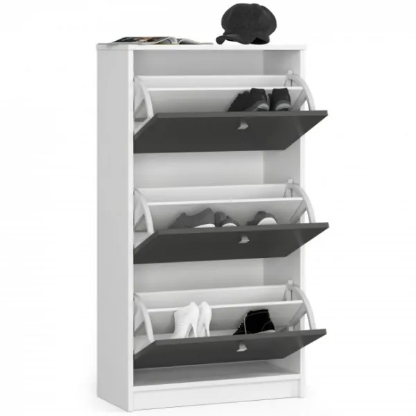 Ak furniture Výklopný stojan na topánky Luso III 60 cm biely/grafitový