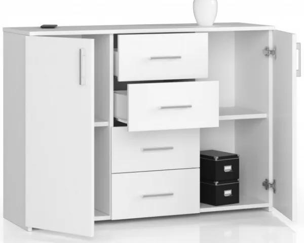 Ak furniture Komoda Torvi K 110,4 cm biela matná