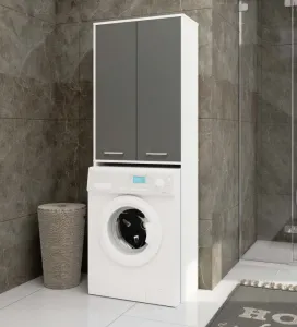 Ak furniture Koupelnová skříňka nad pračku Fin 2D bílá/šedá