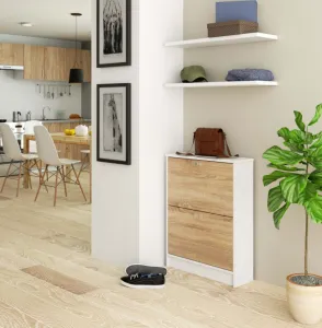 Ak furniture Botník Loroso hnedý/biely