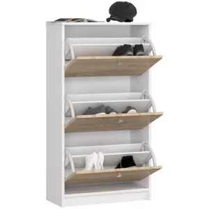 3 krídlový botník 60 cm, biely / dub sonoma