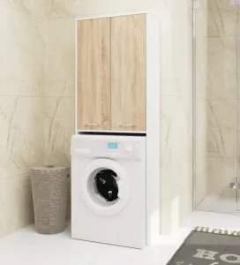Ak furniture Koupelnová skříňka nad pračku Fin 2D bílá/dub sonoma