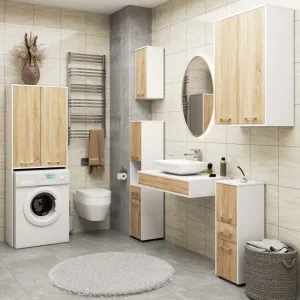 Ak furniture Koupelnová skříňka nad pračku Fin 2D bílá/dub sonoma