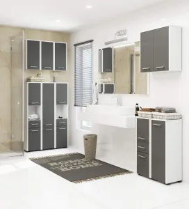 Ak furniture Kúpeľňová skrinka FIN biela/grafit