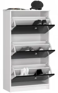 3 krídlový botník 60 cm, biely / čierny lesk