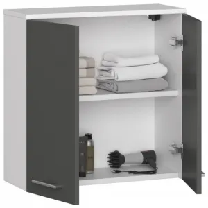 Ak furniture Závesná kúpeľňová skrinka Fin 60 cm bielo-grafitová