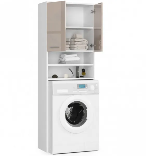 Ak furniture Kúpeľňová skrinka nad práčku Fin biela/cappuccino lesk