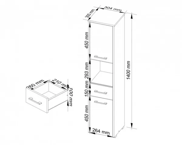 Ak furniture Kúpeľňová skrinka Fin II 30 cm dub sonoma