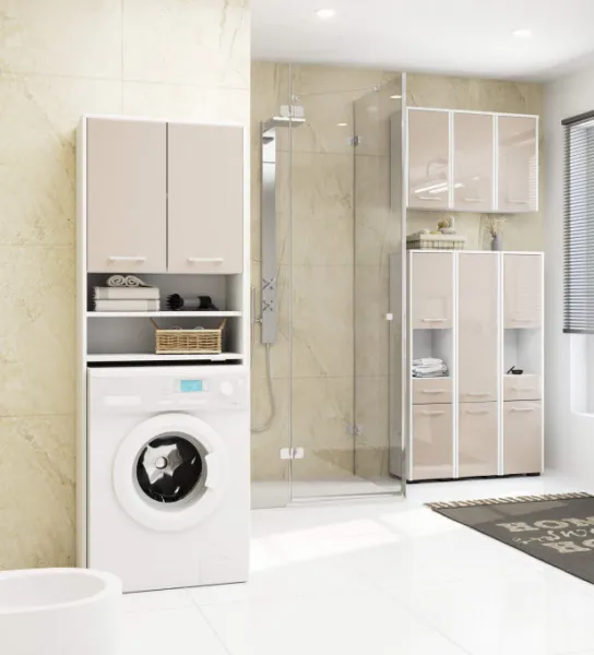 Ak furniture Kúpeľňová skrinka nad práčku Fin biela/cappuccino lesk